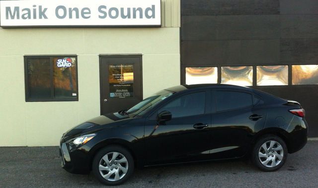 Toyota Yaris 2016 with professional window tint in North Bay